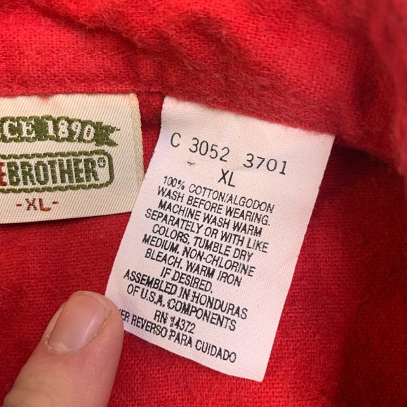 Five Brother VTG Button Up Shirt Heavy Flannel Red Cotton Collar Mens Size XL - Picture 6 of 6